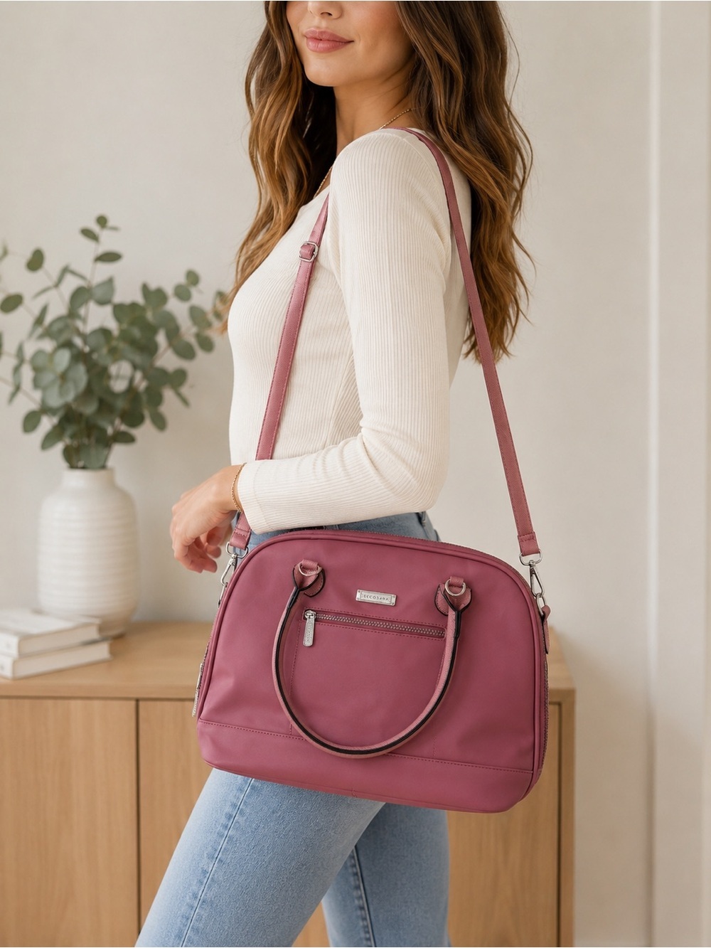 Seconsana Mauve Satchel Shoulder & Crossbody Bag